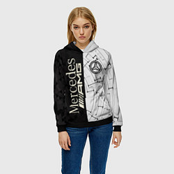 Толстовка-худи женская Mercedes AMG: Techno Style, цвет: 3D-черный — фото 2