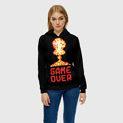 Толстовка-худи женская Game over - atomic explosion, цвет: 3D-черный — фото 2