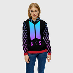 Толстовка-худи женская BTS: Neon Night, цвет: 3D-красный — фото 2
