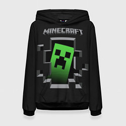 Толстовка-худи женская Minecraft Creeper, цвет: 3D-черный