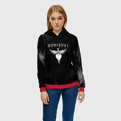 Толстовка-худи женская Bon Jovi, цвет: 3D-красный — фото 2