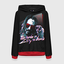 Толстовка-худи женская Cyberpunk 2077: City to Burn, цвет: 3D-красный