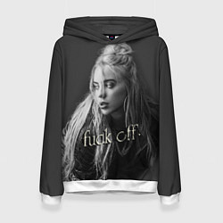 Толстовка-худи женская Billie Eilish fak off, цвет: 3D-белый