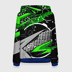 Толстовка-худи женская Black and green corners, цвет: 3D-синий