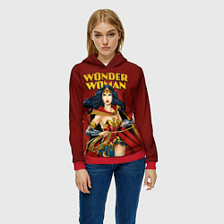 Толстовка-худи женская Wonder Woman, цвет: 3D-красный — фото 2