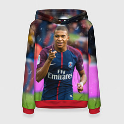 Толстовка-худи женская Килиан Мбаппе, цвет: 3D-красный
