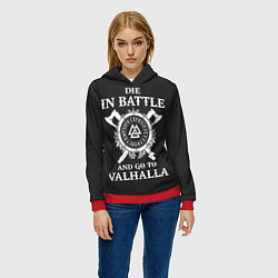 Толстовка-худи женская Vikings, цвет: 3D-красный — фото 2