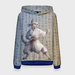 Толстовка-худи женская Karate cat, цвет: 3D-синий