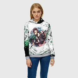 Толстовка-худи женская KIMETSU NO YAIBA, цвет: 3D-меланж — фото 2