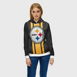 Толстовка-худи женская Pittsburgh Steelers, цвет: 3D-белый — фото 2