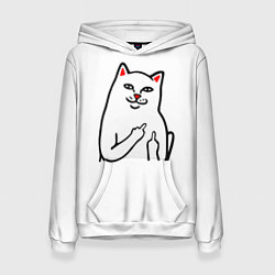 Толстовка-худи женская Meme Cat, цвет: 3D-белый