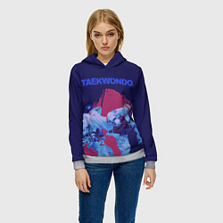 Толстовка-худи женская Taekwondo, цвет: 3D-меланж — фото 2