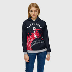 Толстовка-худи женская Тхэквондо, цвет: 3D-меланж — фото 2