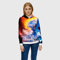 Толстовка-худи женская Краски, цвет: 3D-белый — фото 2