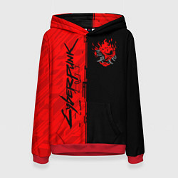 Толстовка-худи женская CYBERPUNK 2077, цвет: 3D-красный
