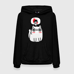 Толстовка-худи женская Meme cat, цвет: 3D-черный