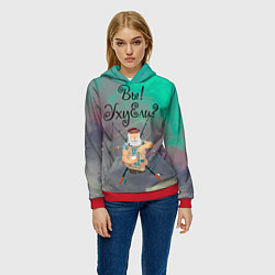 Толстовка-худи женская Рыбак, цвет: 3D-красный — фото 2