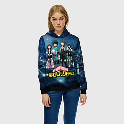 Толстовка-худи женская Моя геройская академия, цвет: 3D-черный — фото 2