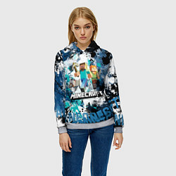Толстовка-худи женская Minecraft Майнкрафт, цвет: 3D-меланж — фото 2