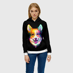 Толстовка-худи женская Корги, цвет: 3D-белый — фото 2