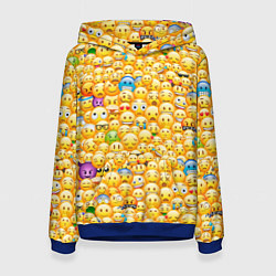 Толстовка-худи женская Смайлики Emoji, цвет: 3D-синий