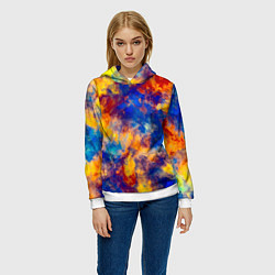 Толстовка-худи женская Огненно-синий полутон, цвет: 3D-белый — фото 2