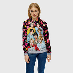 Толстовка-худи женская I Love BTS, цвет: 3D-меланж — фото 2