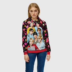 Толстовка-худи женская I Love BTS, цвет: 3D-красный — фото 2
