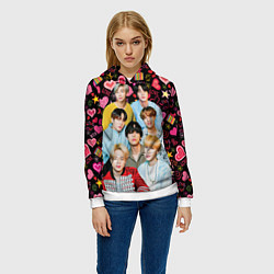 Толстовка-худи женская I Love BTS, цвет: 3D-белый — фото 2