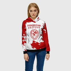 Толстовка-худи женская Гражданская оборона, цвет: 3D-черный — фото 2