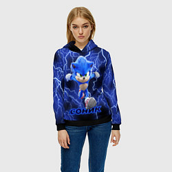 Толстовка-худи женская SONIC, цвет: 3D-черный — фото 2