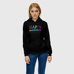 Толстовка-худи женская HAPPY, цвет: 3D-черный — фото 2