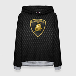 Толстовка-худи женская Lamborghini logo n carbone, цвет: 3D-меланж