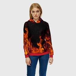 Толстовка-худи женская ОГОНЬ, цвет: 3D-красный — фото 2