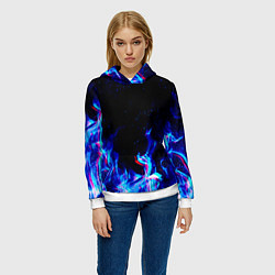 Толстовка-худи женская СИНИЙ ОГОНЬ ГЛИТЧ, цвет: 3D-белый — фото 2