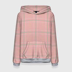 Толстовка-худи женская Шотландка Розовая, цвет: 3D-меланж