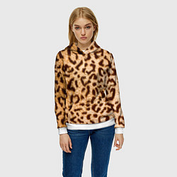 Толстовка-худи женская Леопард, цвет: 3D-белый — фото 2