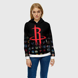 Толстовка-худи женская Houston Rockets 2, цвет: 3D-белый — фото 2