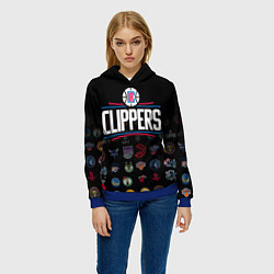 Толстовка-худи женская Los Angeles Clippers 2, цвет: 3D-синий — фото 2