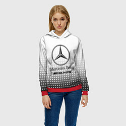 Толстовка-худи женская Mercedes-Benz, цвет: 3D-красный — фото 2