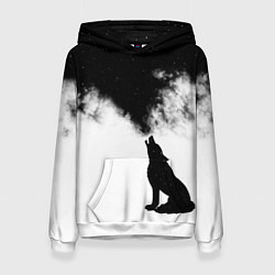 Толстовка-худи женская Galaxy wolf, цвет: 3D-белый