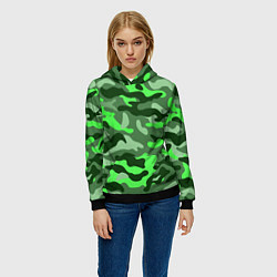 Толстовка-худи женская CAMOUFLAGE GREEN, цвет: 3D-черный — фото 2