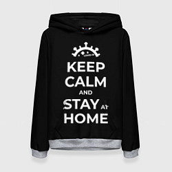 Толстовка-худи женская Keep calm and stay at home, цвет: 3D-меланж