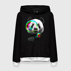 Толстовка-худи женская Панда и мыльный пузырь, цвет: 3D-белый