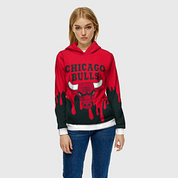 Толстовка-худи женская Chicago Bulls, цвет: 3D-белый — фото 2