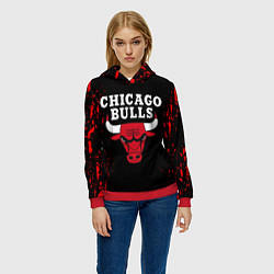 Толстовка-худи женская CHICAGO BULLS, цвет: 3D-красный — фото 2