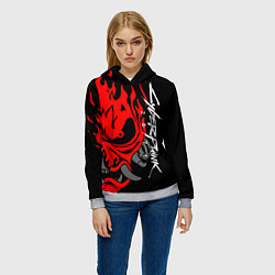 Толстовка-худи женская CYBERPUNK 2077 SAMURAI, цвет: 3D-меланж — фото 2