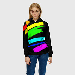 Толстовка-худи женская НЕОНОВЫЕ КРАСКИ, цвет: 3D-черный — фото 2