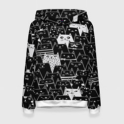 Толстовка-худи женская КОТЫ BLACK, цвет: 3D-белый