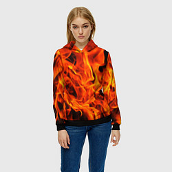Толстовка-худи женская ОГОНЬ, цвет: 3D-черный — фото 2